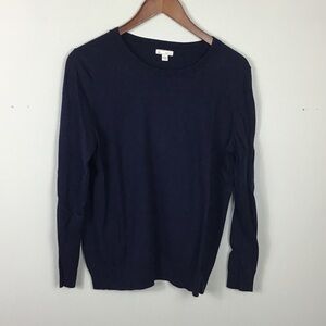 Gap Navy Blue crewneck long sleeve lightweight silk cotton blend sweater Large